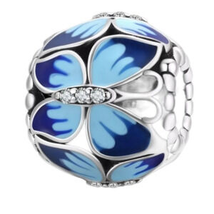 925 Silver Blue Butterfly Charm